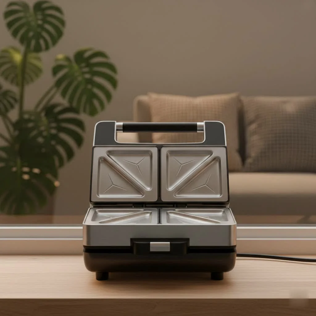 Waffle and sandwich maker on a kitchen counter